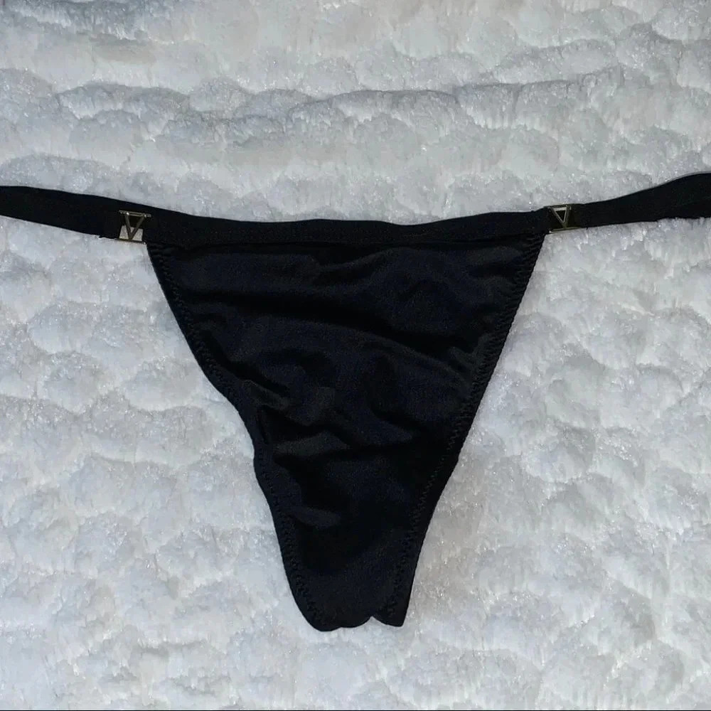 Black V-String Very Sexy Thong Panty Satin